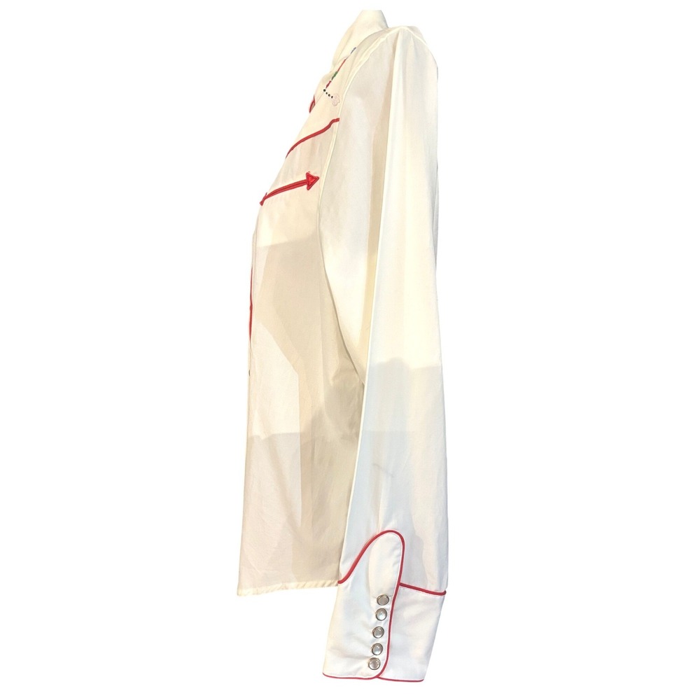 Lauren Ralph Lauren Western Shirt White Beaded Embroidered Pearl Snap Petite L - Picture 15 of 16